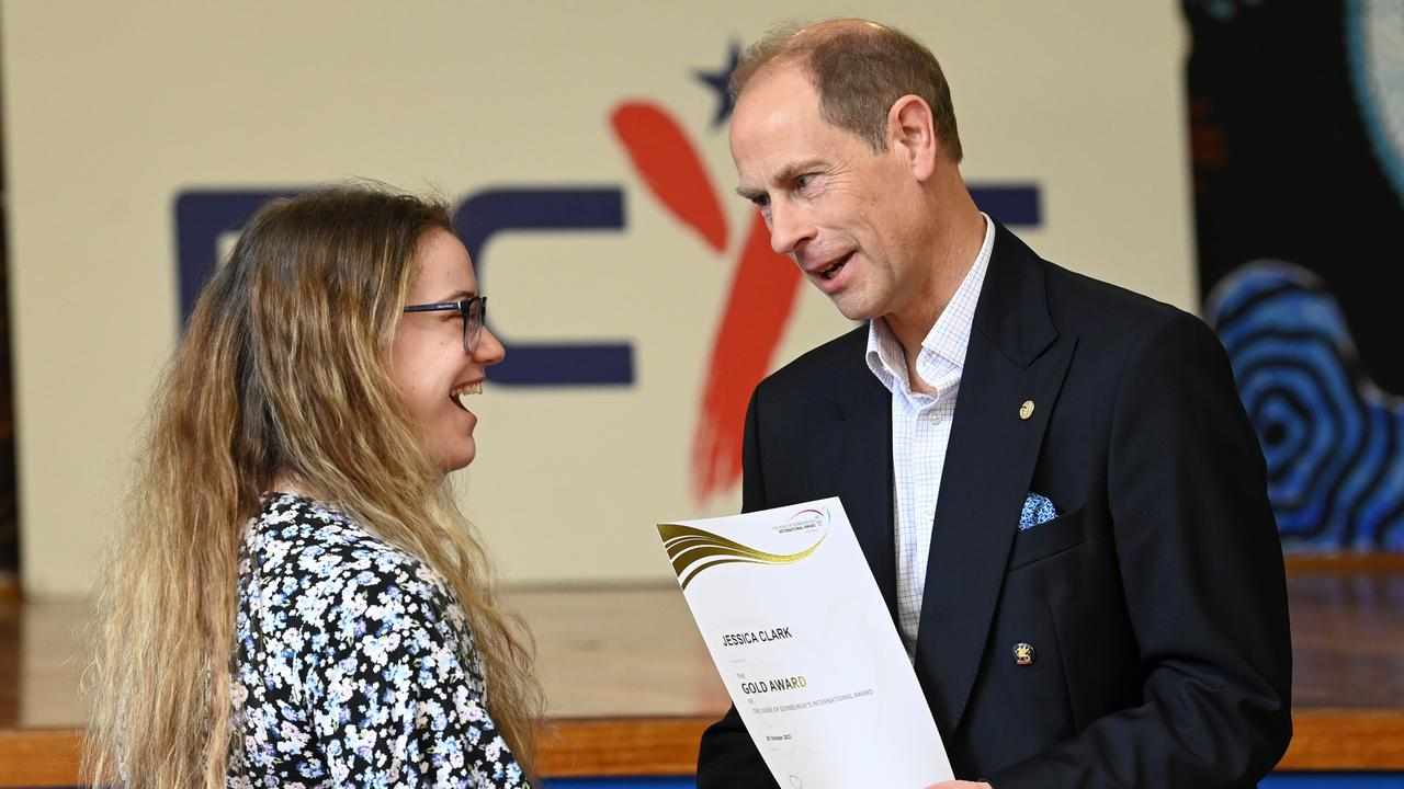 Prince Edward presents Jessica Clark with a Gold Award
