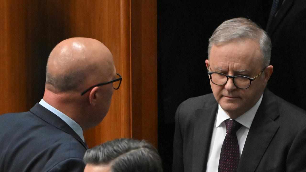 Anthony Albanese passed Peter Dutton during a division in parliament.