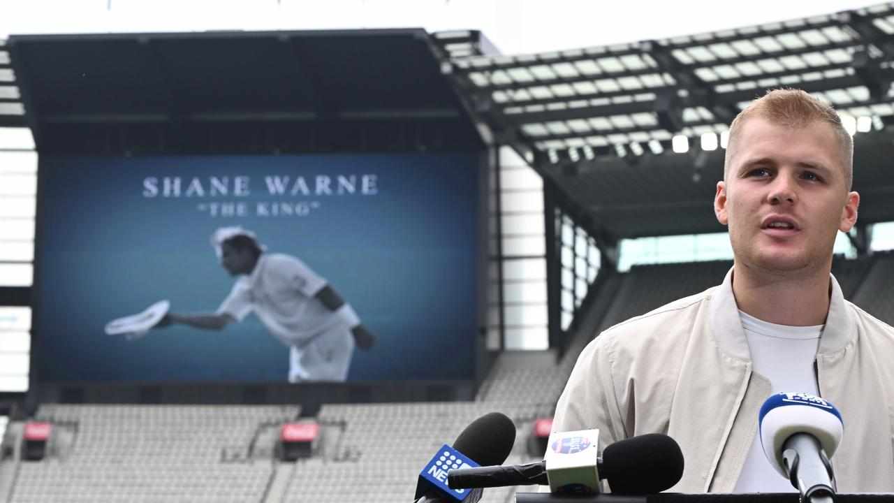 Jackson Warne during a Shane Warne Legacy announcement at the MCG