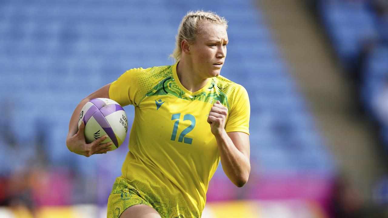Maddison Levi in action for Australia's women's rugby sevens team.