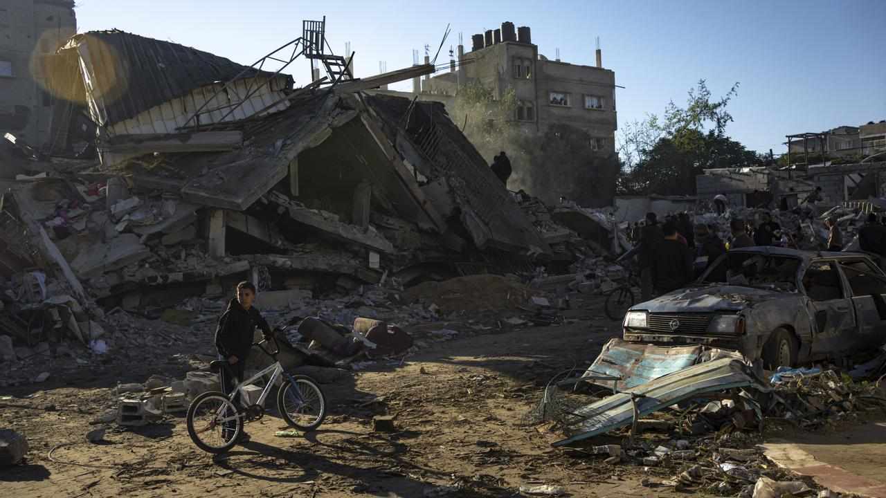 The rubble of a building destroyed in an Israeli strike in Rafah