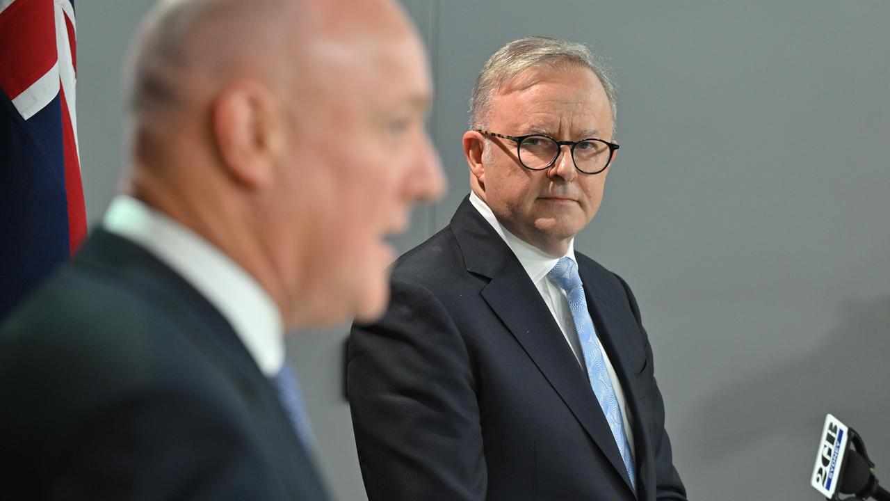 Prime ministers Anthony Albanese and Chris Luxon at a press conference
