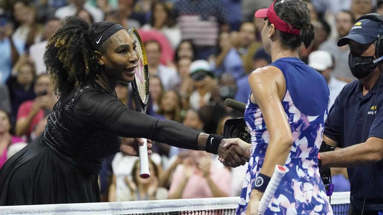 Serena Williams (left) congratulates Ajla Tomljanovic