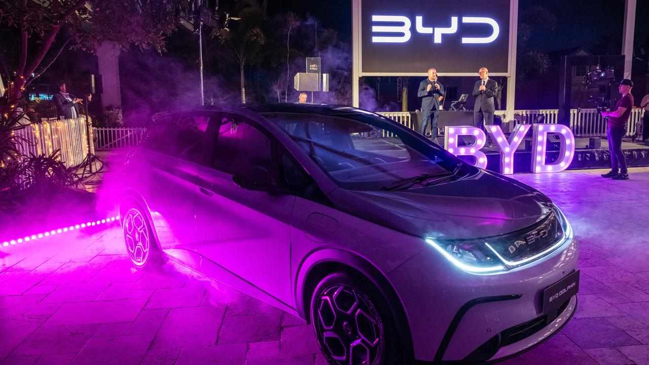 EV Direct chief executive Luke Todd launches the BYD Dolphin (file)