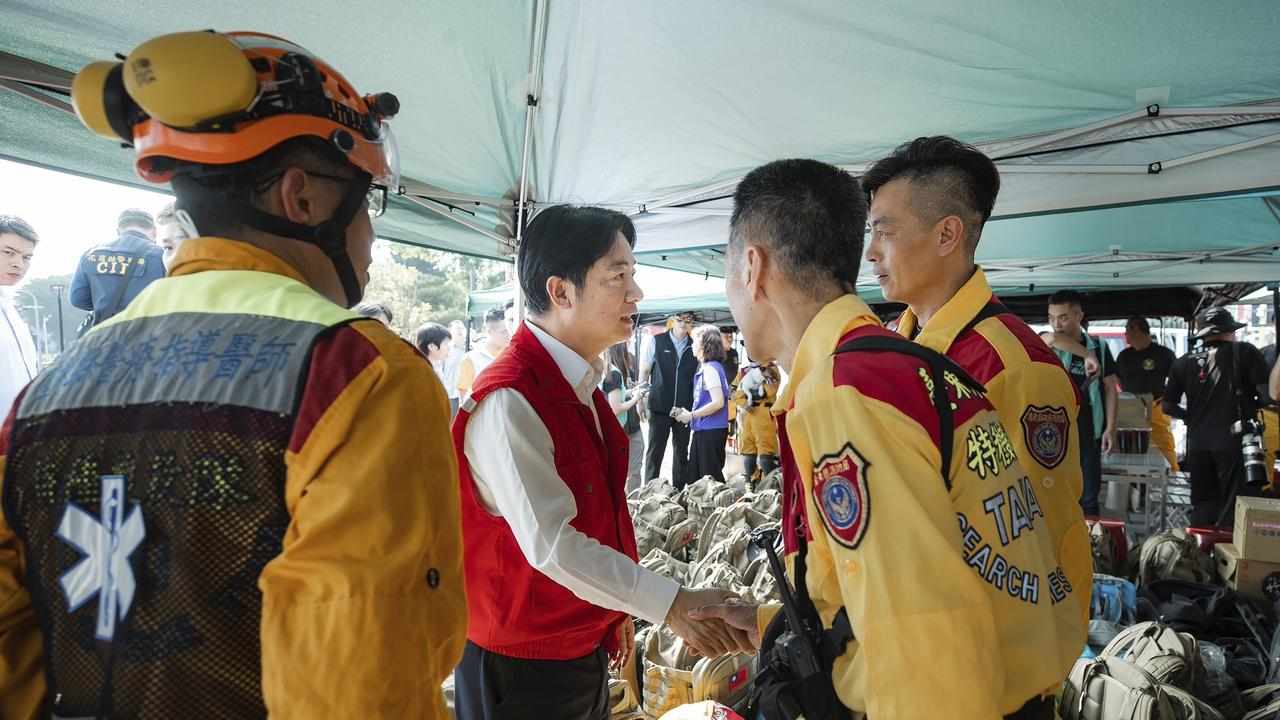 Taiwan President-elect Lai Ching-te meets rescue workers in Hualien