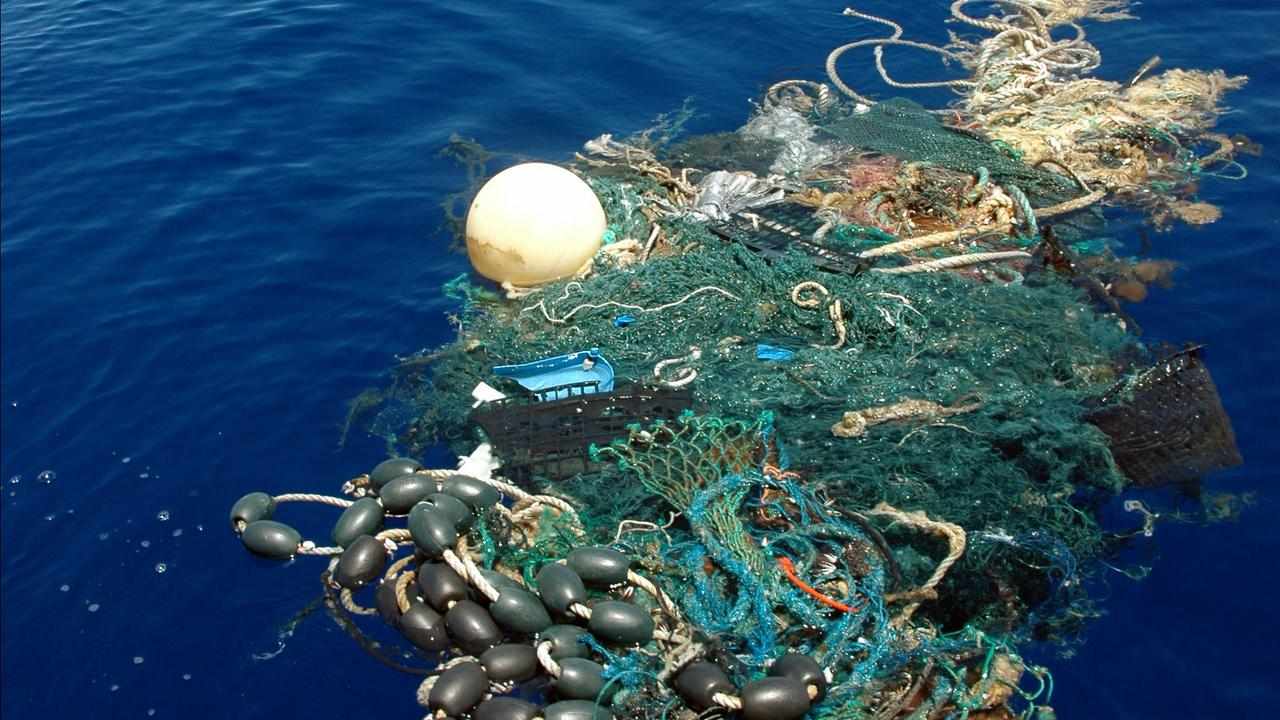 Rubbish floating on the ocean's surface.
