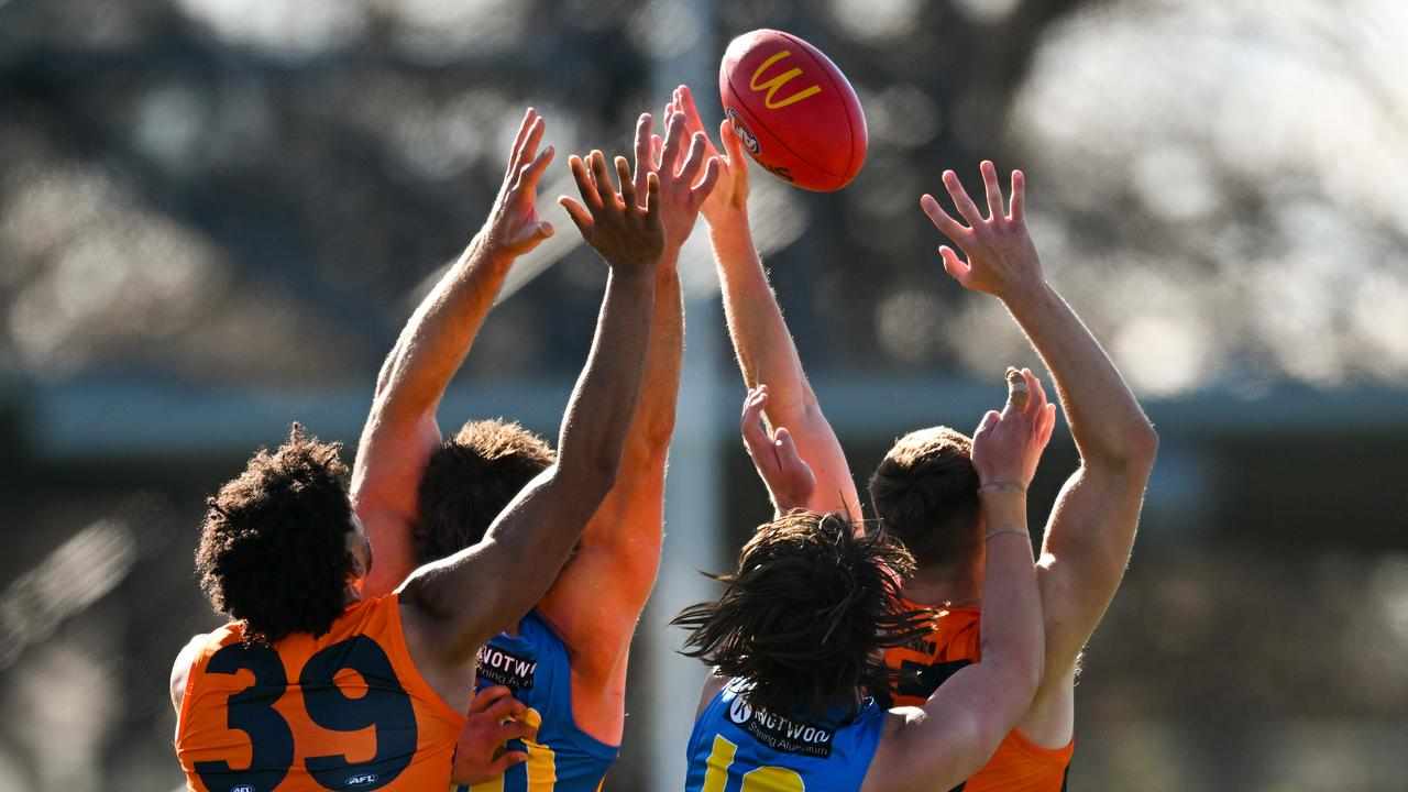 Action from GWS Giants and Gold Coast Suns in 2023. 