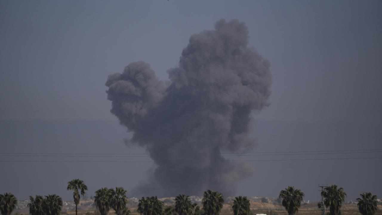 Smoke rises to the sky after an explosion in Gaza Strip