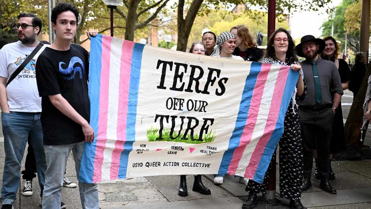 Protestors supporting transgender rights