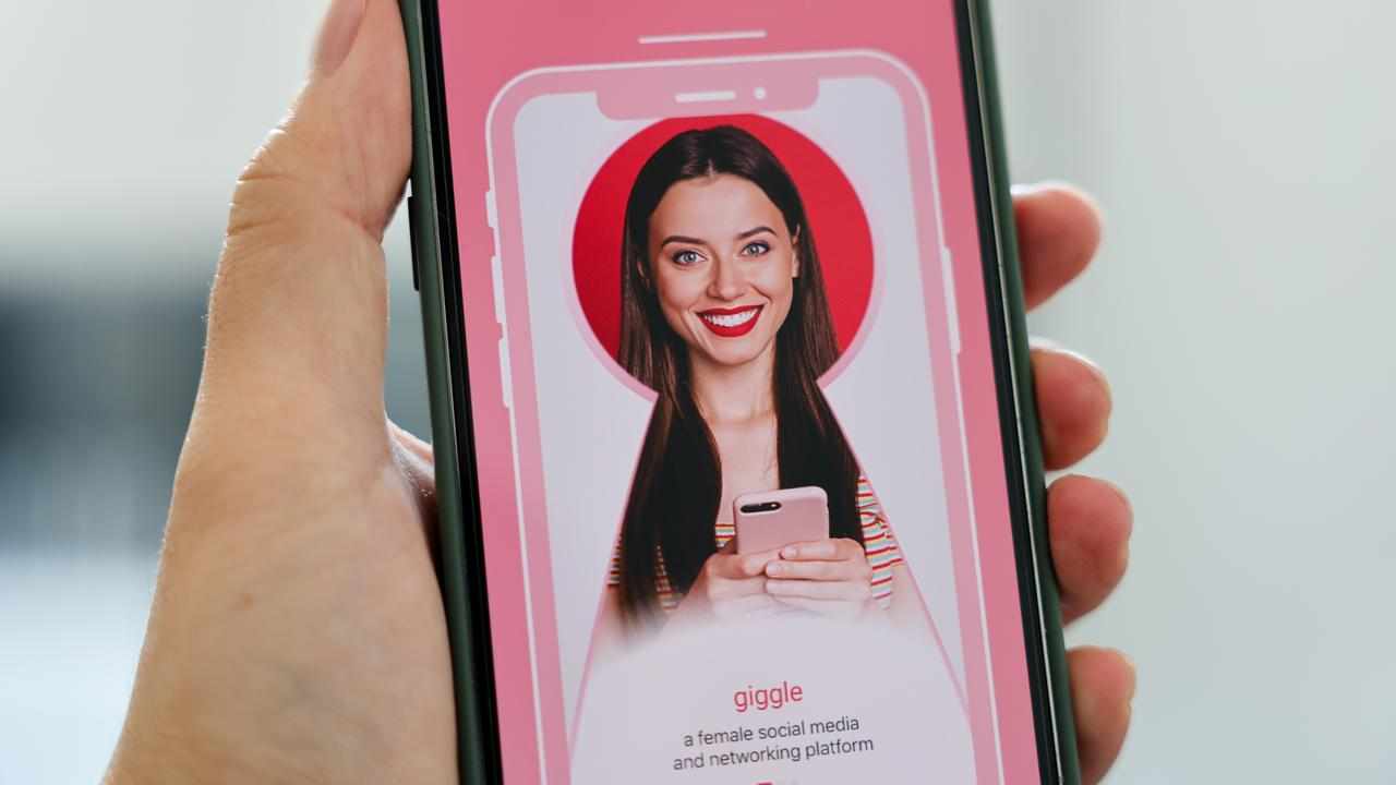 The Giggle for Girls app is seen on a smartphone (file image)