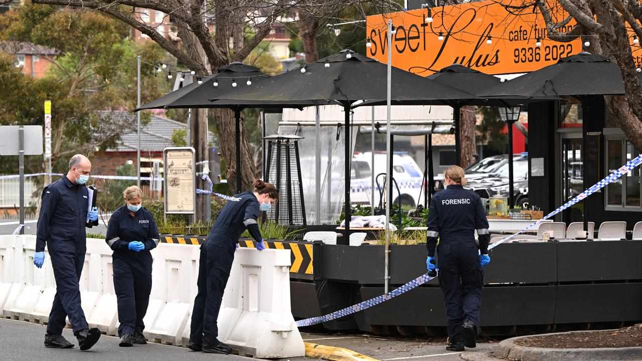 Forensic police at a murder scene.