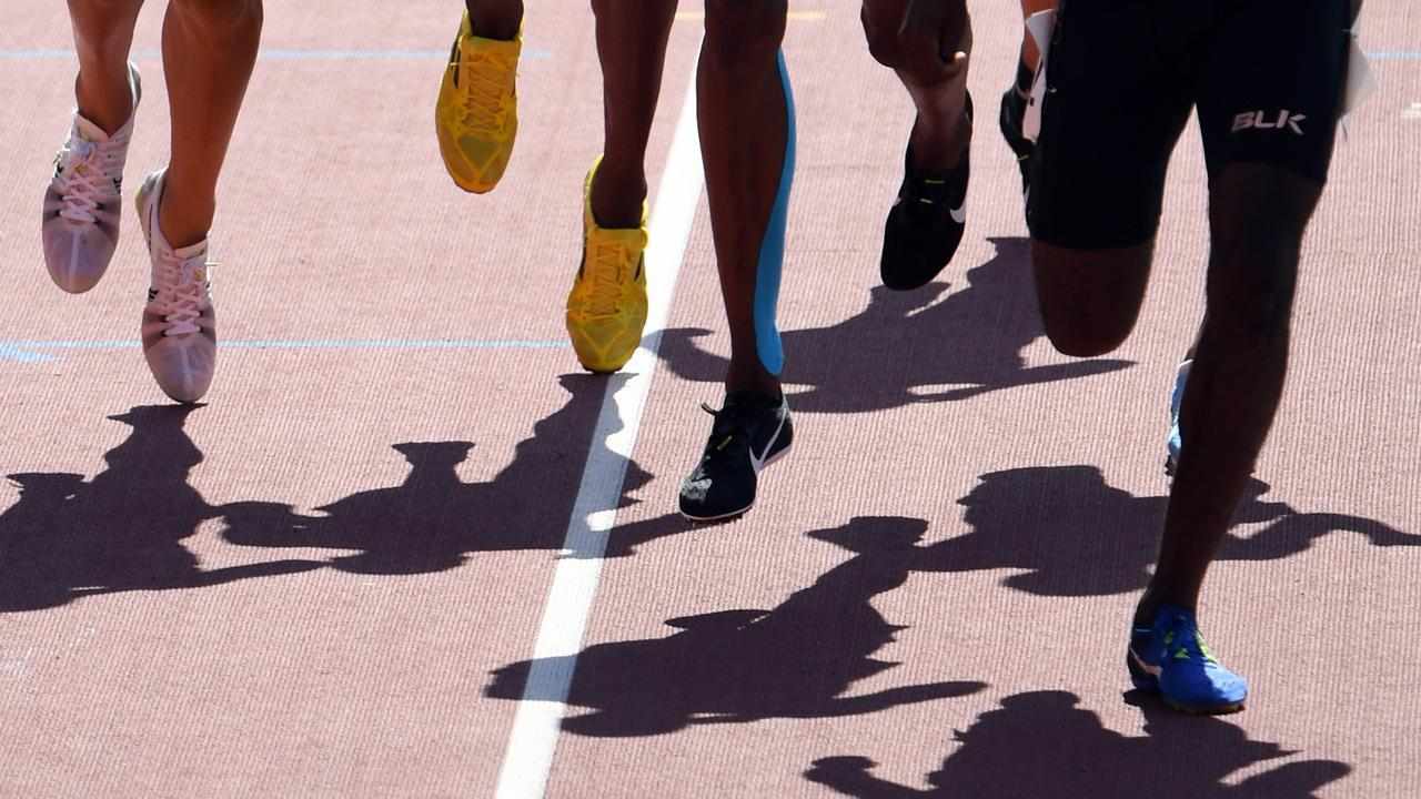 Athletes on a running track