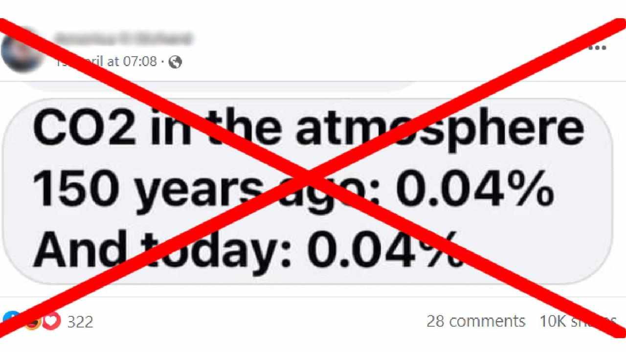 Facebook post of a fake claim about CO2 in the atmosphere.