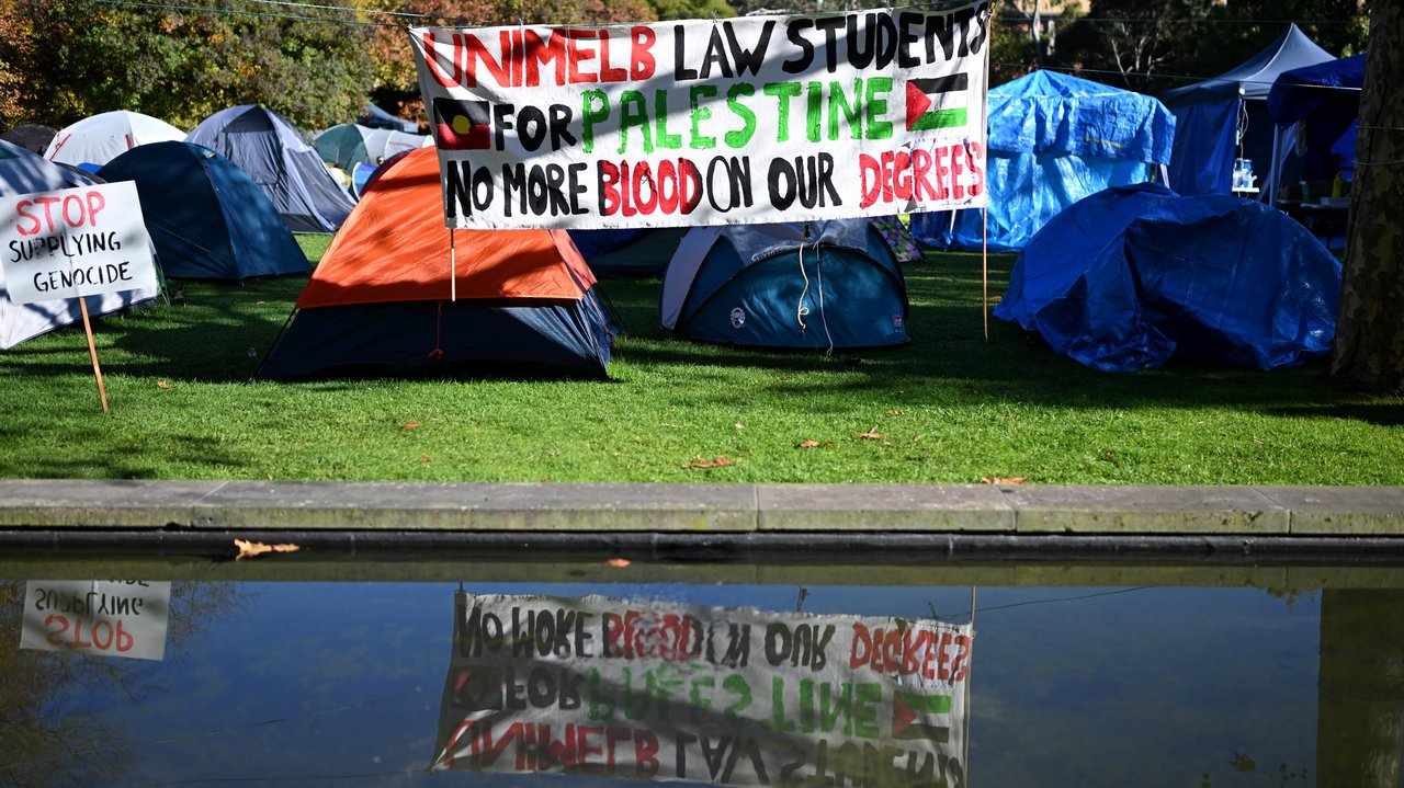 The Pro Palestine encampment at the University of Melbourne.