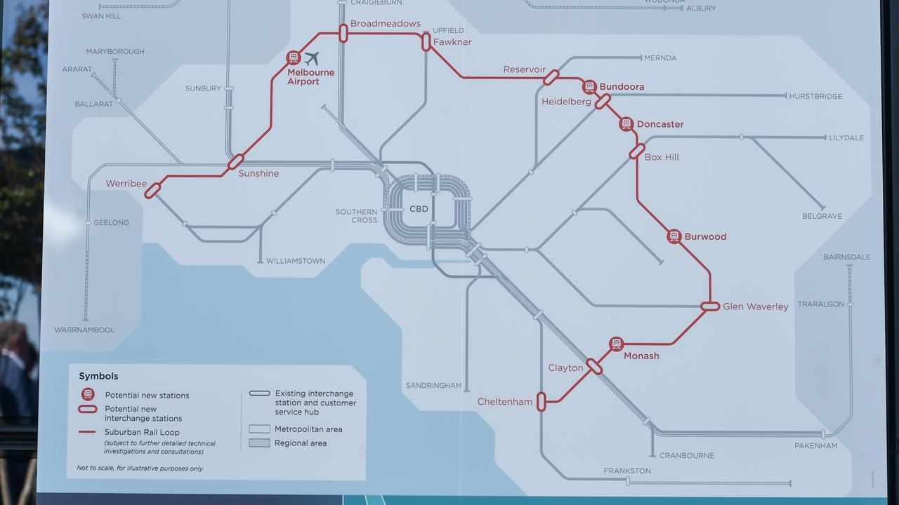 A map of Melbourne's proposed Suburban Rail Loop
