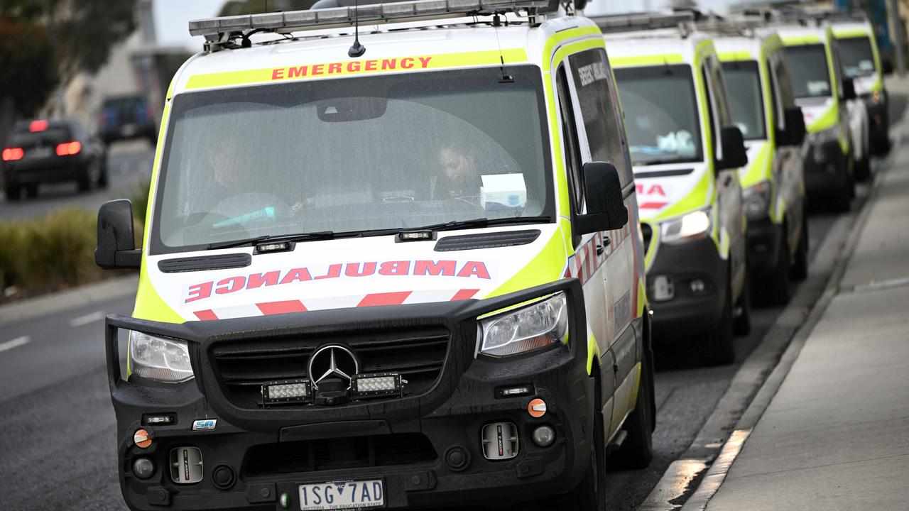 Ambulance and paramedics at the Northern Hospital in Melbourne