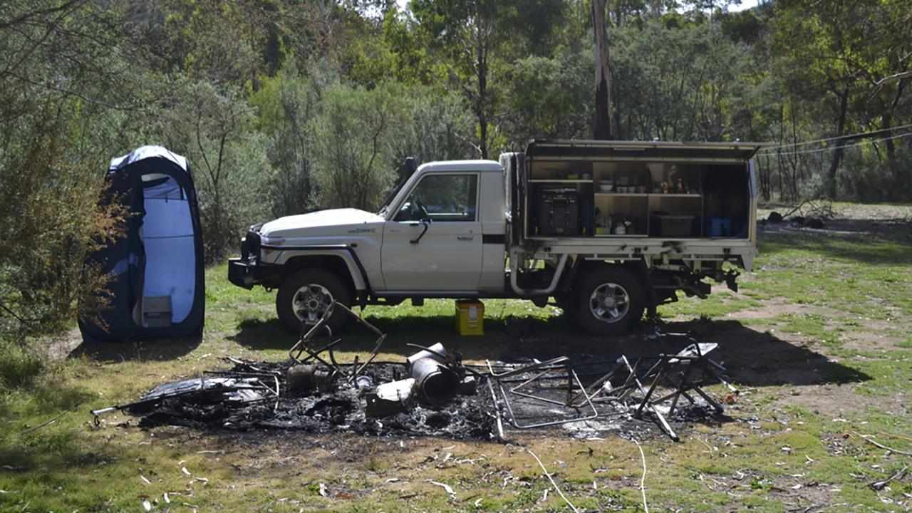 Russell Hill and Carol Clay's burnt-out campsite (file image)