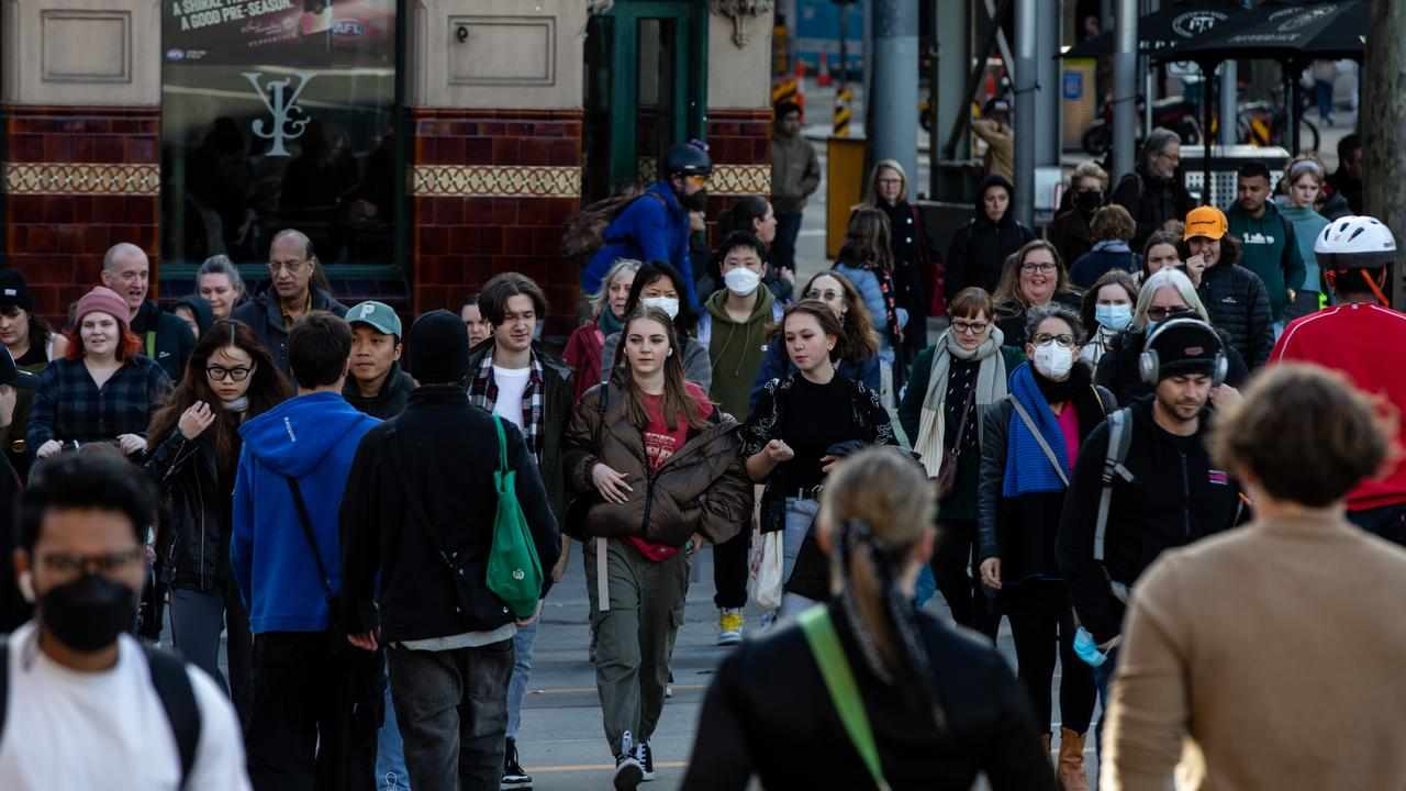 People walking in Melbourne's Flinders Street